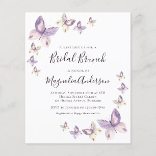 PAPPER Rosa Butterfly Möhippa Brunch-inbjudan Flygblad