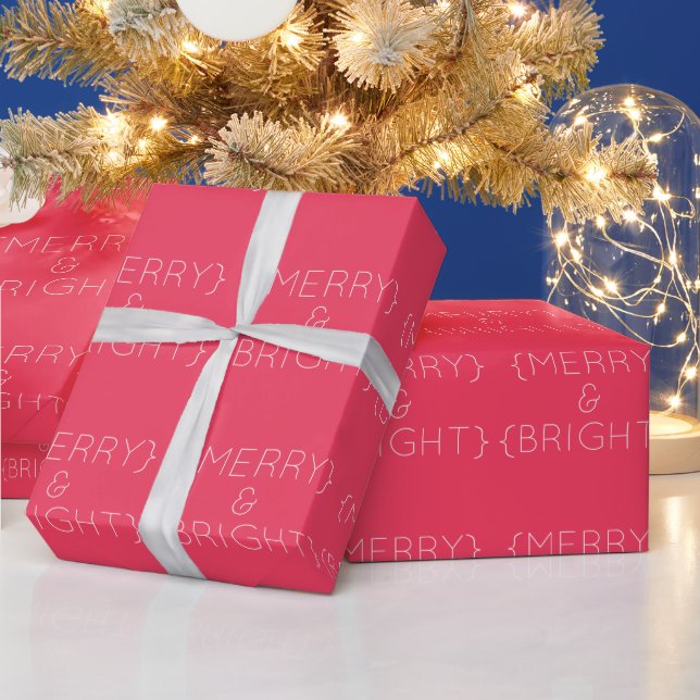 Papper rosa Merry and Bright Wrapping Presentpapper (Helgdagar)