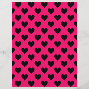 Papper rosa och svart Heart Mönster Stationery