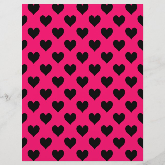 Papper rosa och svart Heart Mönster Stationery (Framsida)