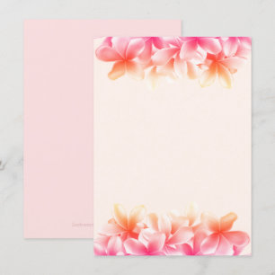 Papper rosa Plumeria Blommor Blanka anteckning Inbjudningar