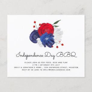 PAPPER Rött vitt blått Blommigtar 4 juli BBQ Inb Flygblad