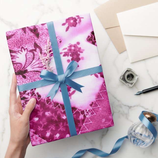 Papper Rullande Rosa Vit Blommigt - snabbhet Presentpapper (Gifting)