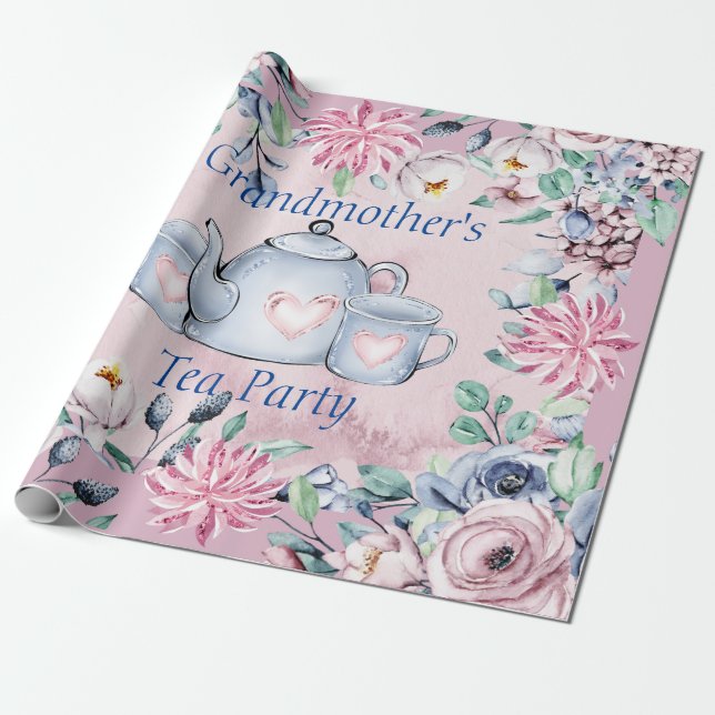 Papper rulle 15-farmors Tea Party Presentpapper (Utrullad)