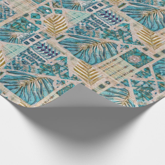 Papper rullning av hawaiian Botanical Blues Wrappi Presentpapper (Hörn)