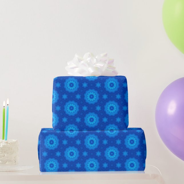 Papper rullning av royal Blue Star Mönster Presentpapper (Festgåvor)