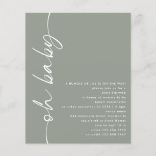 PAPPER Script Girl eller Boy Sage Oh Baby Shower Flygblad