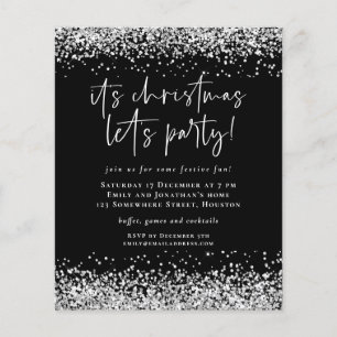 PAPPER   Silver Glitter-julen Les Party Inbjudan Flygblad