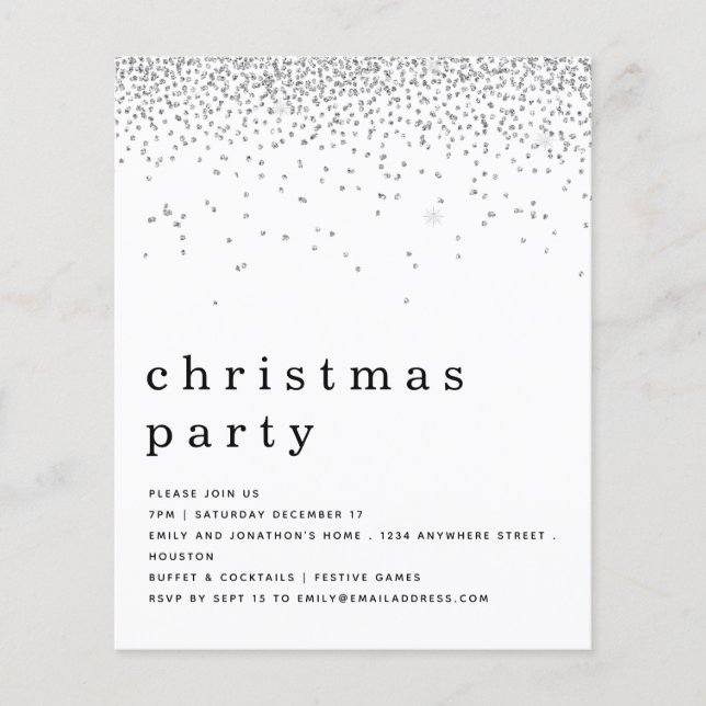 PAPPER | Silver Glitter-julen Party Inbjudan Flygblad (Framsidan)