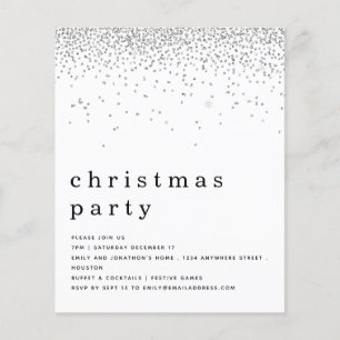 PAPPER Silver Glitter-julen Party Inbjudan Flygblad
