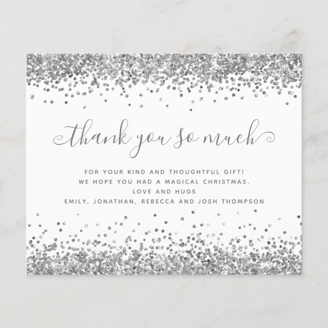 PAPPER | Silver Glitter-julen Tack Flygblad (Framsidan)