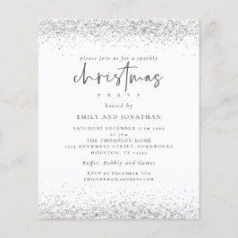 PAPPER Silver Glitter Julfest Vit Inbjudan Flygblad
