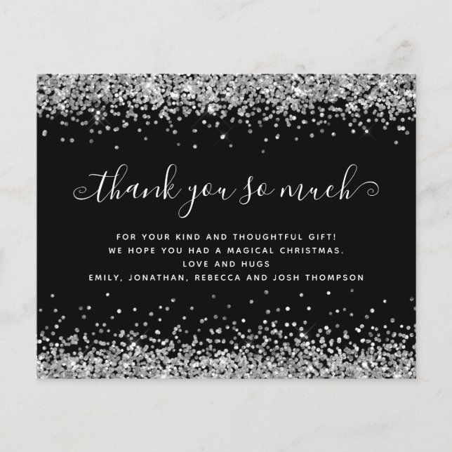 PAPPER | Silver Glitter, svart Tack Flygblad (Framsidan)