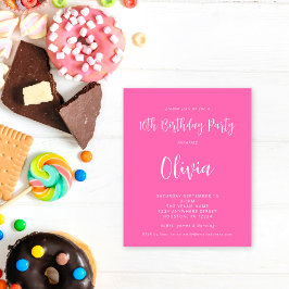 PAPPER | Skript Shock rosa 10:e Födelsedagsfesten Flygblad