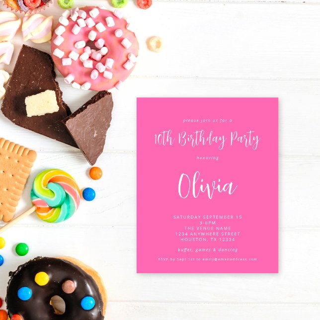 PAPPER | Skript Shock rosa 10:e Födelsedagsfesten Flygblad (valu paper alternative)