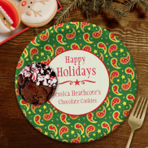 Papper skylt för utbyte av julpaisley namn-kaka