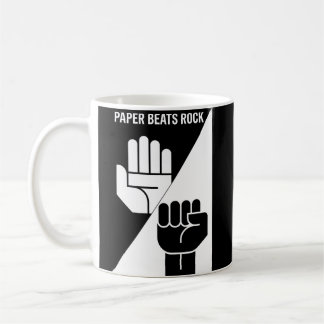 Papper Slår Sten – Minimalistisk Svart & Vit konst Kaffemugg
