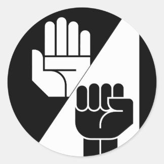 Papper Slår Sten – Minimalistisk Svart & Vit konst Runt Klistermärke