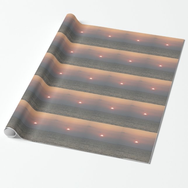 Papper solnedgång över havsvällning presentpapper (Utrullad)