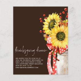 PAPPER | Solros Thanksgiving Middag Brown Inbjudan Flygblad