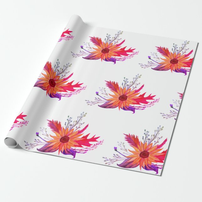 Papper solrosblomma, Teckning Presentpapper (Utrullad)