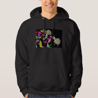 Papper sträcker på halsen hoodien sweatshirt med luva