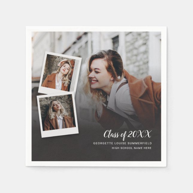 Papper studenten 2025 Photo Collage Script Grad Pappersservett (Framsidan)