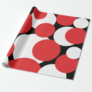 Papper svällning av svart, vitt och rött Polka dot Presentpapper