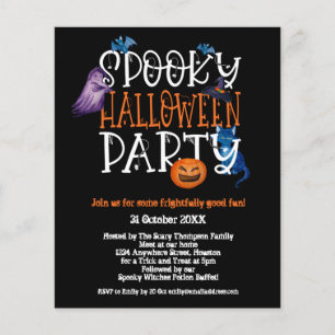 PAPPER Svart inbjudan till Spooky Halloween fest Flygblad