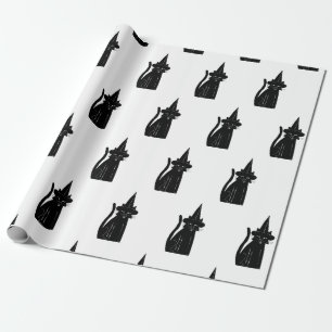 Papper SVART KATT MED HAT Presentpapper