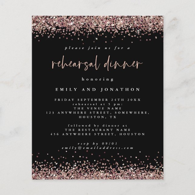 PAPPER | Svartvit sommartid Ro Glitter Inbjudan Flygblad (Framsidan)
