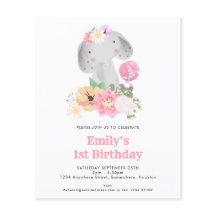 PAPPER | Sweet Elephant First Födelsedagsfest Inbj