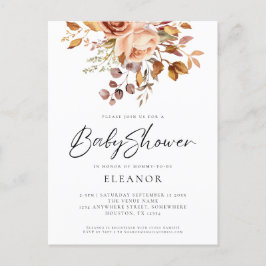 Papper Terracotta Blommigts Baby Shower-inbjudan Inbjudan Vykort