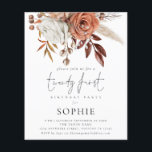PAPPER Terracotta Blommigts Script 21:a Party Inbj Flygblad<br><div class="desc">Ett PAPPERT alternativ (inte kort) med underbart värde utan ENVELOPES på mindre storlek 4, 5 x 5, 6 tum och på budgetpris. (A6-standardkuvert är närmast storleka att passa) PAPPER Terracotta Blommigts Script 21st Party-inbjudan. Tjugo först finns i ett modernt set skript i snyggten och resten av texten kan du enkelt...</div>