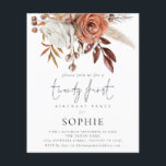 PAPPER Terracotta Blommigts Script 21:a Party Inbj Flygblad<br><div class="desc">Ett PAPPERT alternativ (inte kort) med underbart värde utan ENVELOPES på mindre storlek 4, 5 x 5, 6 tum och på budgetpris. (A6-standardkuvert är närmast storleka att passa) PAPPER Terracotta Blommigts Script 21st Party-inbjudan. Tjugo först finns i ett modernt set skript i snyggten och resten av texten kan du enkelt...</div>