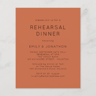PAPPER   Terracotta Rehearsal Dinner Wedding Inves Flygblad