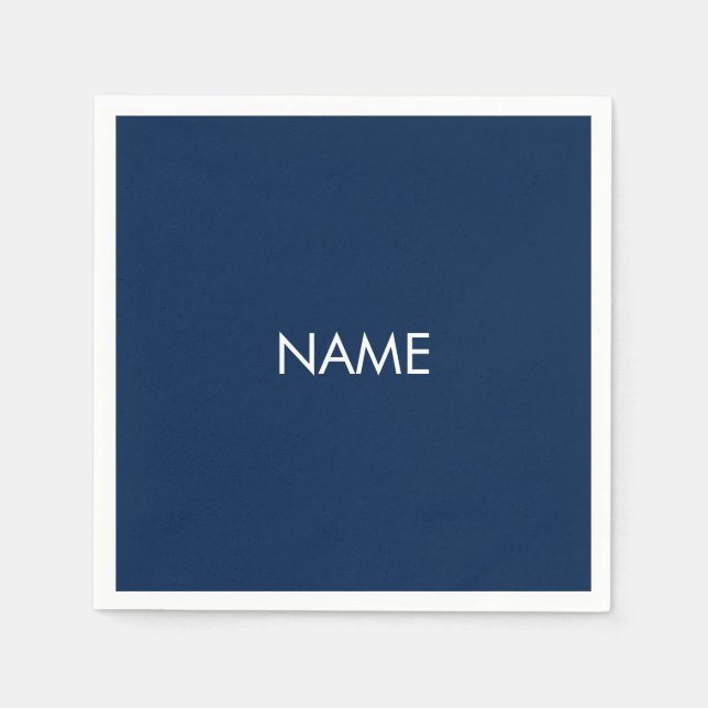 Papper text med minimalistiskt marint, vitt, eget  pappersservett (Framsidan)
