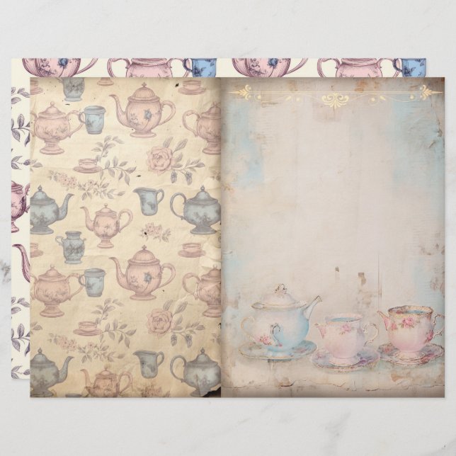 Papper tid för Tea Junk Journal (Fram/baksida)