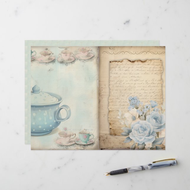 Papper tid för Tea Junk Journal (Fram/Back In Situ)