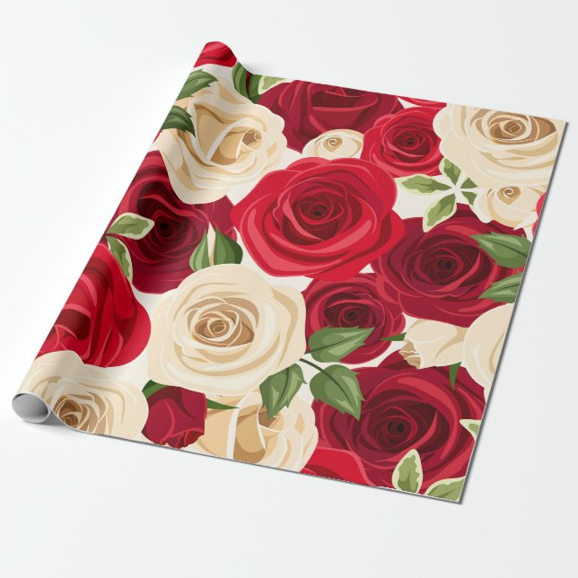 Papper tilldragelse av Crimson Ivory Red Cream Ro Presentpapper (Utrullad)