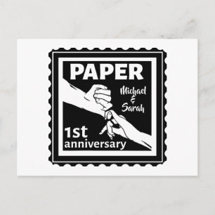 Papper traditionell 1-årsjubileum för bröllop vykort
