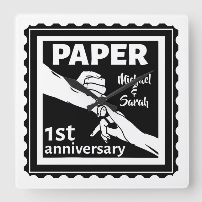 Papper traditionell årsdag 1:a bröllop fyrkantig klocka (Framsida)