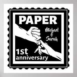 Papper traditionell årsdag 1:a bröllop poster