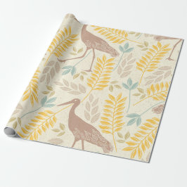Papper tranquil Crane & Foliage Wrapping Presentpapper