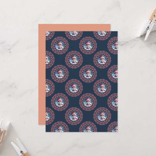 Papper tryckbar Kawaii-jul Fox Polka Mandala Inbjudningar (Fram/Back In Situ)