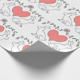 Papper tryckning av kärlek Bunny Heart White Skriv Presentpapper