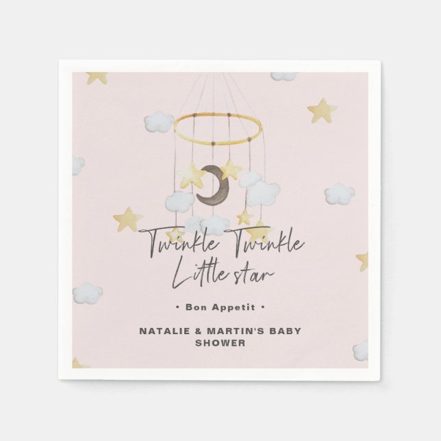 Papper Twinkle Twinkle Little Star Baby Shower Pappersservett (Framsidan)