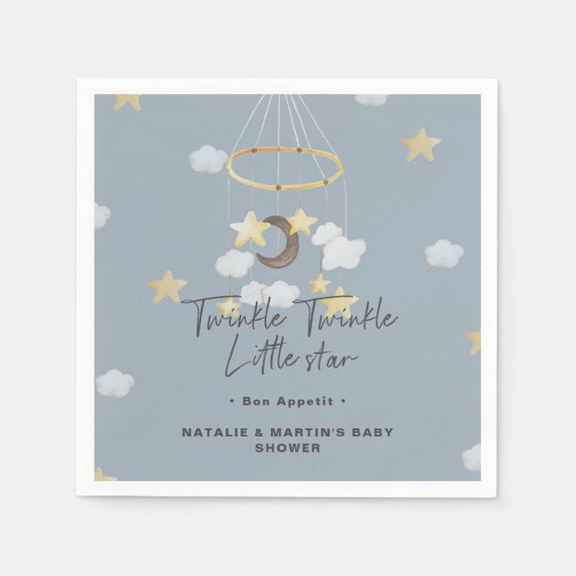 Papper Twinkle Twinkle Little Star Boy Shower Pappersservett (Framsidan)
