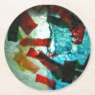 Papper Underlägg,Abstraktens blå dekorativa underl Underlägg Papper Rund