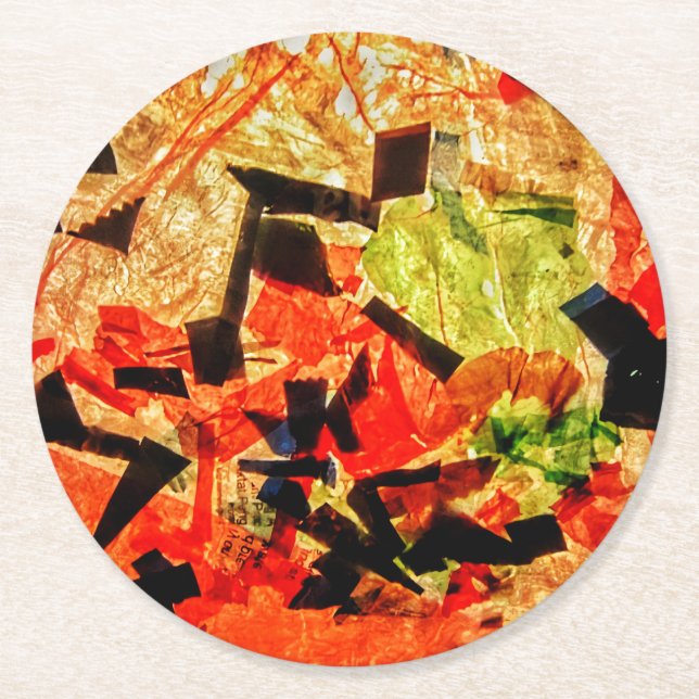 papper underlägg av abstrakt,abstrakt höst rund (Framsidan)